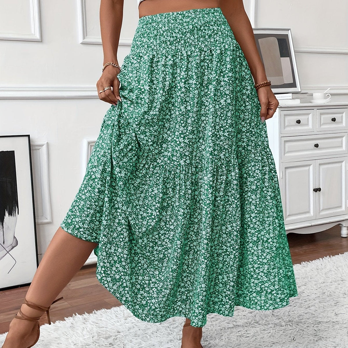Elena Ditsy Floral Skirt - Feminine, Flowy Silhouette for Everyday Charm