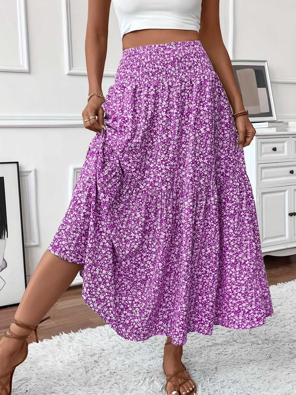 Elena Ditsy Floral Skirt - Feminine, Flowy Silhouette for Everyday Charm