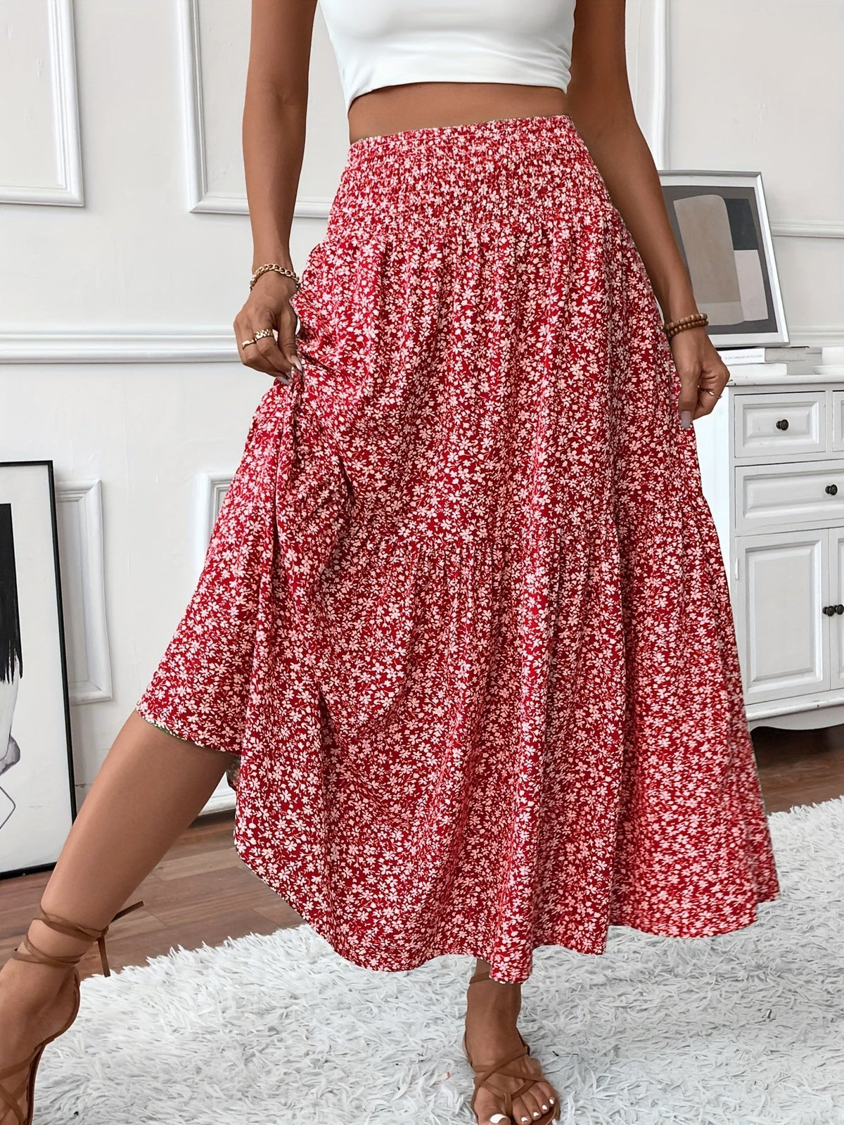 Elena Ditsy Floral Skirt - Feminine, Flowy Silhouette for Everyday Charm