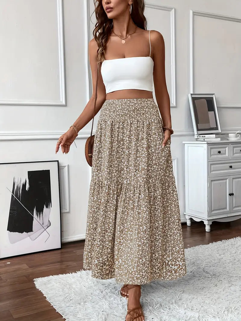 Elena Ditsy Floral Skirt - Feminine, Flowy Silhouette for Everyday Charm