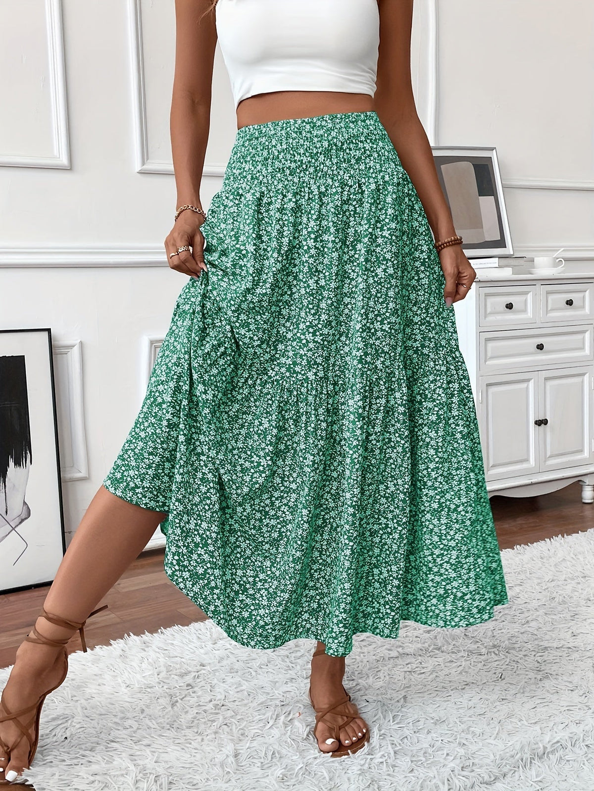 Elena Ditsy Floral Skirt - Feminine, Flowy Silhouette for Everyday Charm