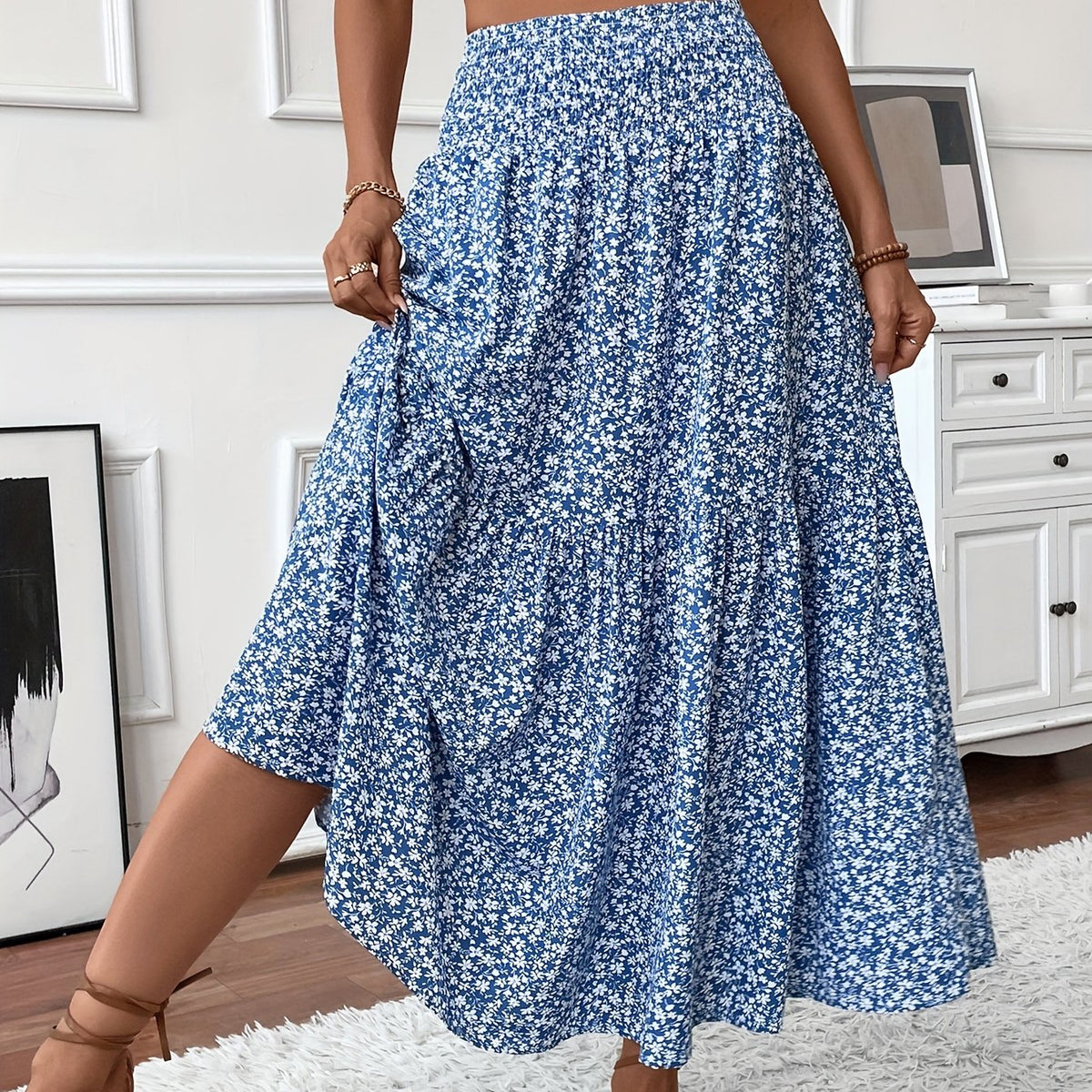 Elena Ditsy Floral Skirt - Feminine, Flowy Silhouette for Everyday Charm