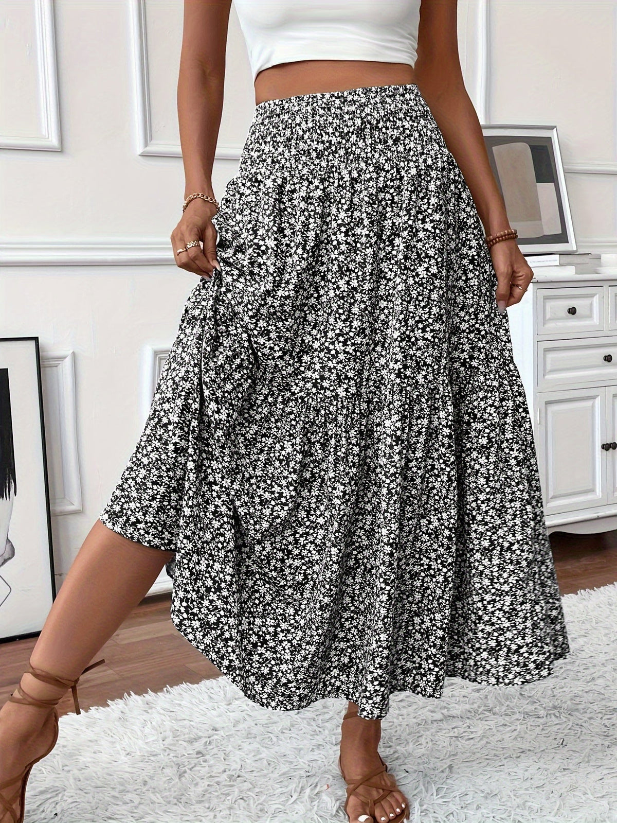 Elena Ditsy Floral Skirt - Feminine, Flowy Silhouette for Everyday Charm