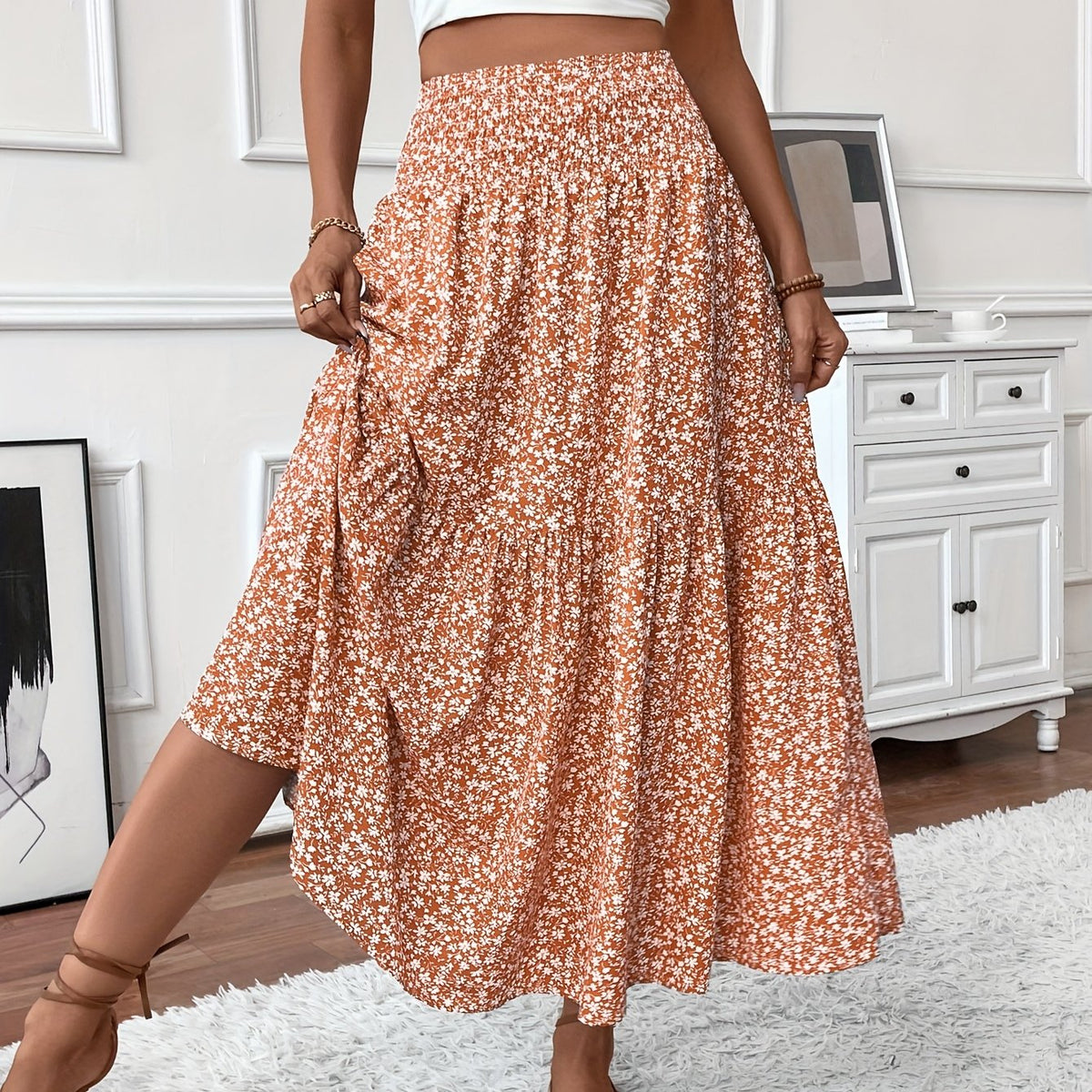 Elena Ditsy Floral Skirt - Feminine, Flowy Silhouette for Everyday Charm
