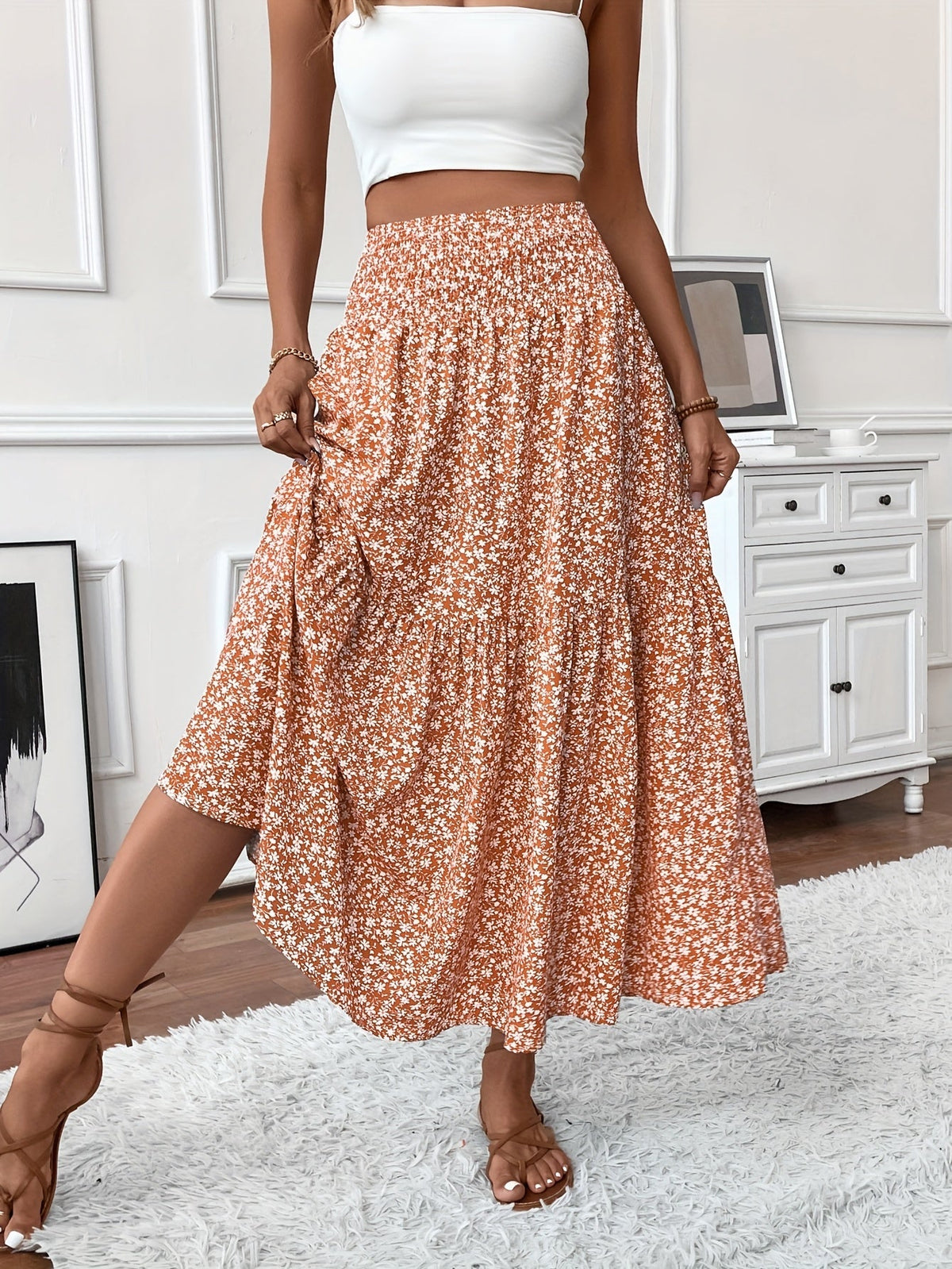 Elena Ditsy Floral Skirt - Feminine, Flowy Silhouette for Everyday Charm