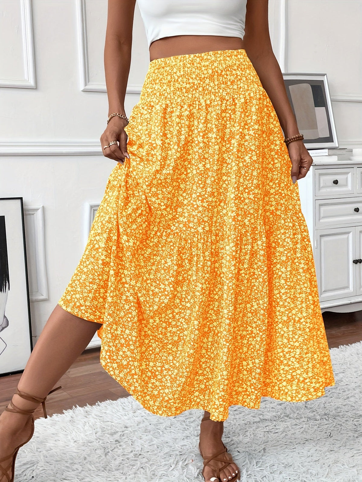 Elena Ditsy Floral Skirt - Feminine, Flowy Silhouette for Everyday Charm