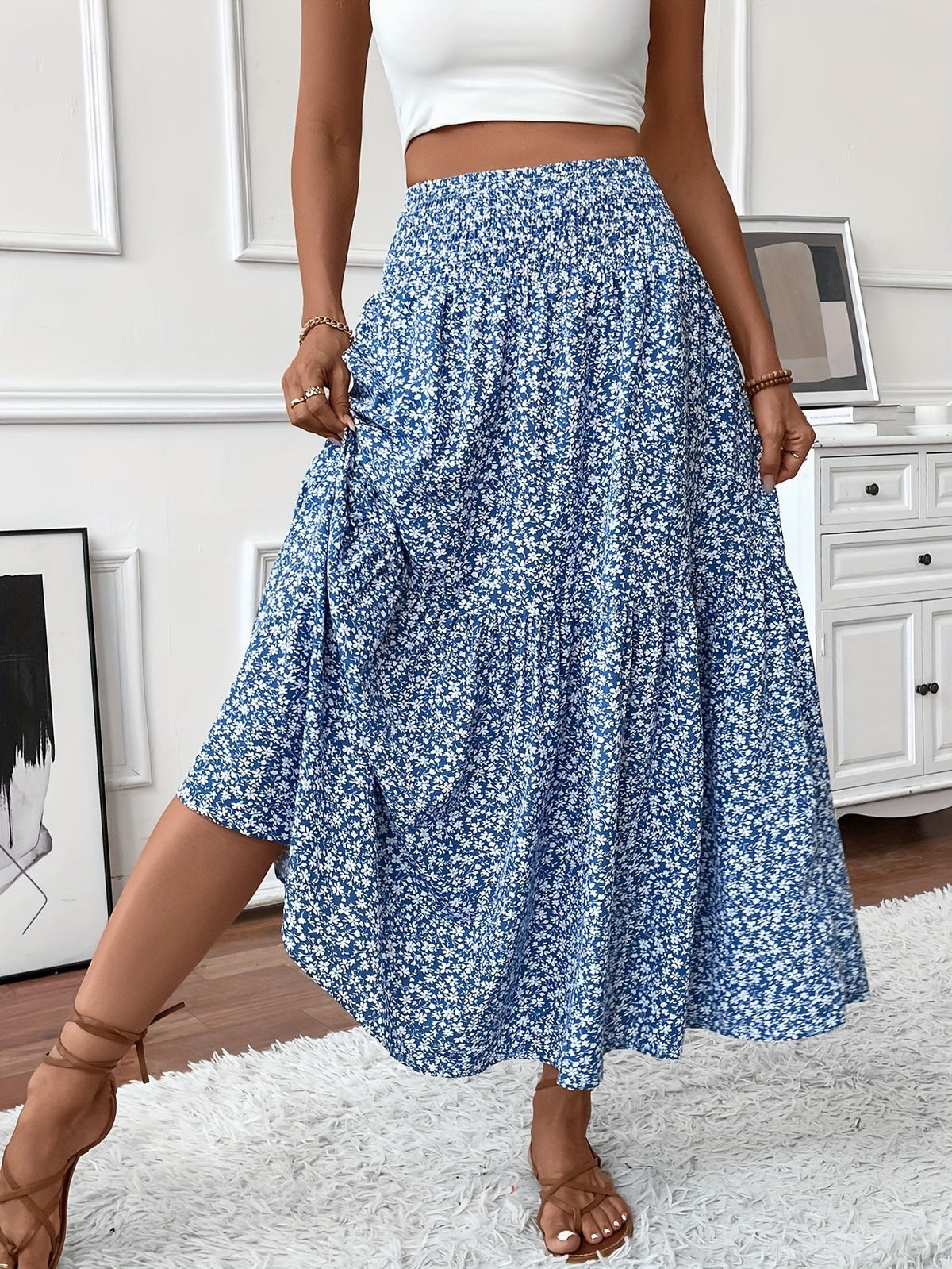 Elena Ditsy Floral Skirt - Feminine, Flowy Silhouette for Everyday Charm