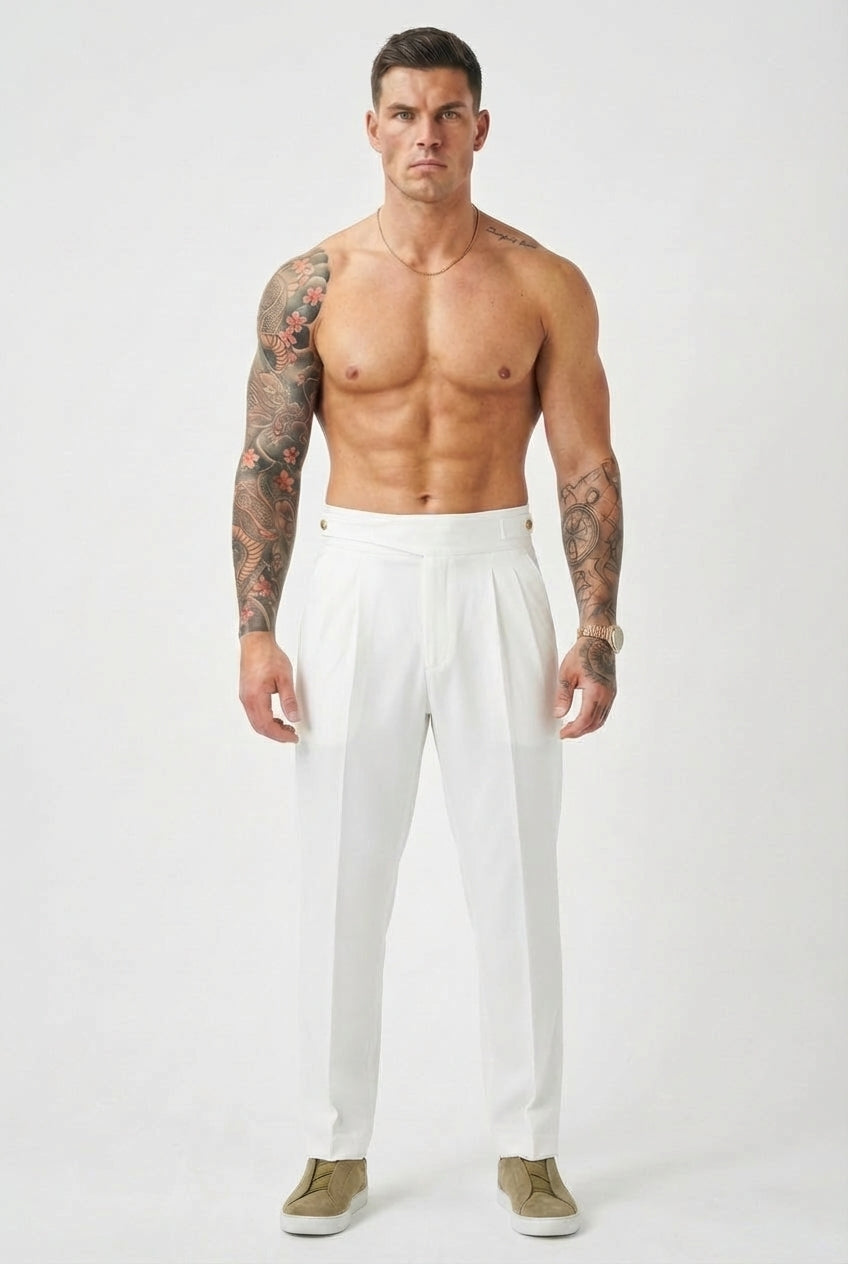 Lockhart Trousers - White: Sleek, Everyday Essential