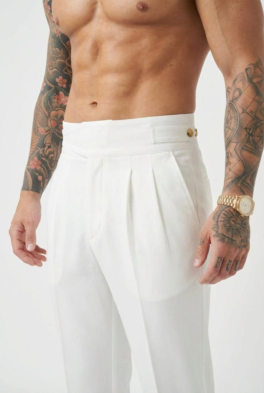Lockhart Trousers - White: Sleek, Everyday Essential